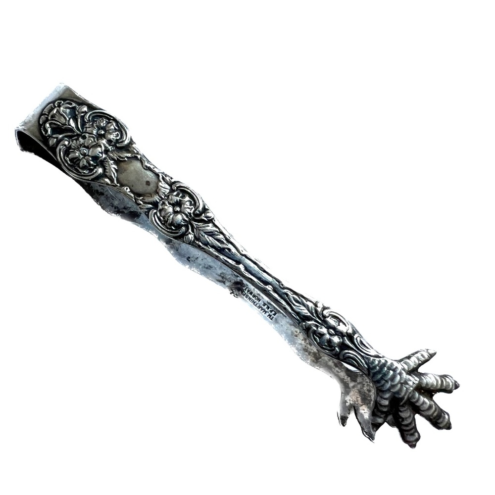 T.H. Marthinsen Tongs E.P.N.S. Norway Plated 4 1/2” Sugar Cube Claw Floral